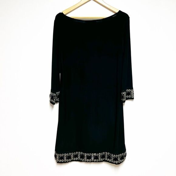 Tiana B Classic Elegant Embellished Midi shift Cocktail Dress Sz 10 - Picture 5 of 10